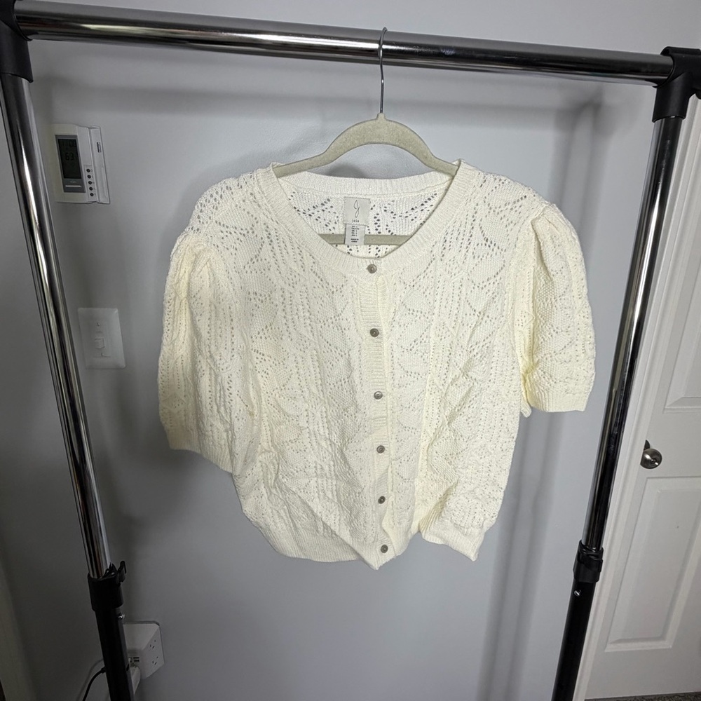 Joie Cream Knit Button-Up Blouse
